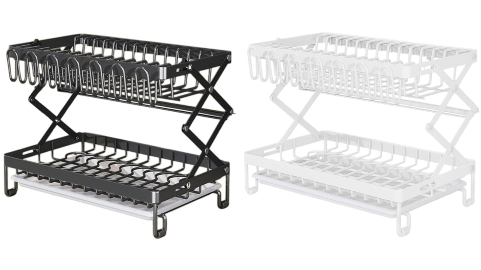 Carla Home 2-Tier Dish Drying Rack with Utensil Holder Cup Hooks Cutting Board Rack