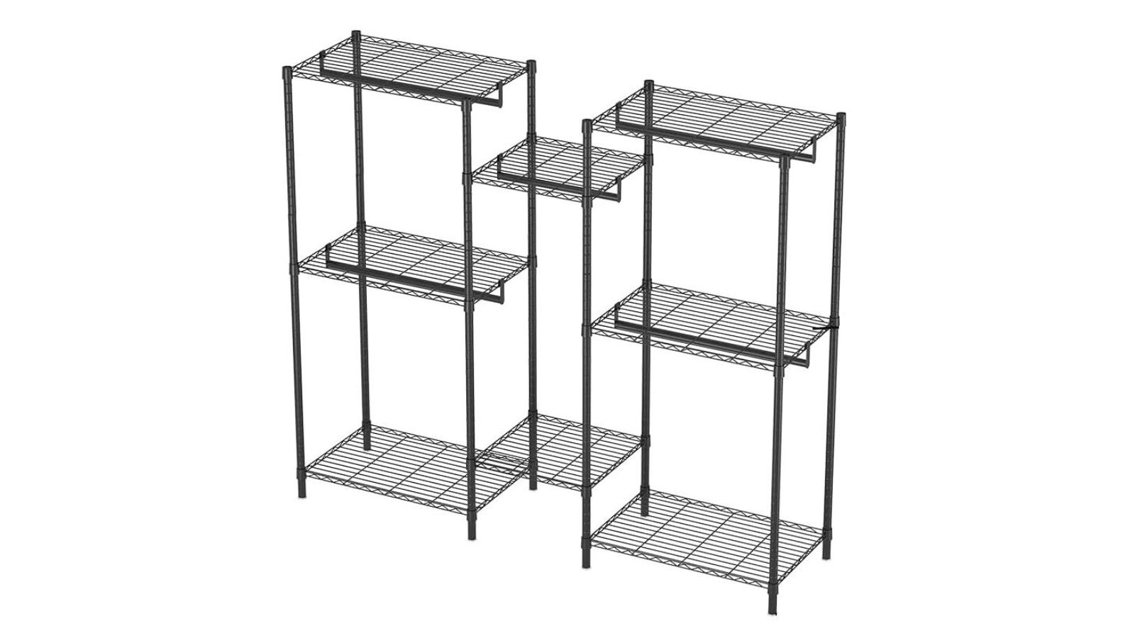 Carla Home Heavy-Duty Garment Rack Organizer with Hanging Rods and Storage Shelves