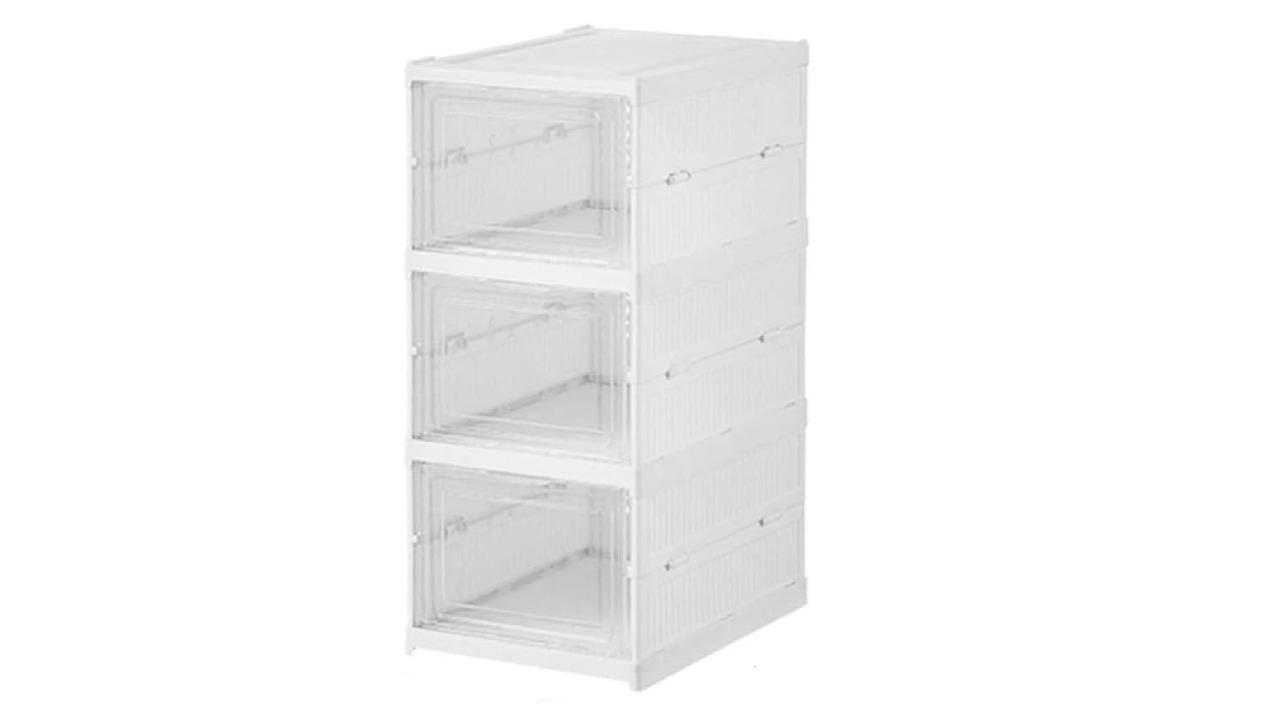 Carla Home 3-Tier Stackable Shoe Organizer with Clear Door for Closet