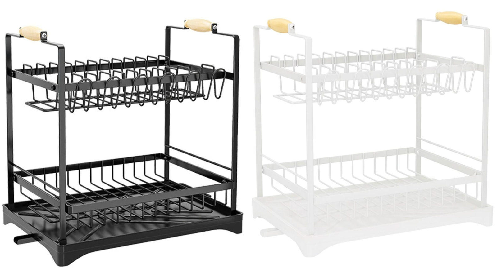 Carla Home 2-Tier Large Dish Drying Rack with Utensil Holder and Drainboard