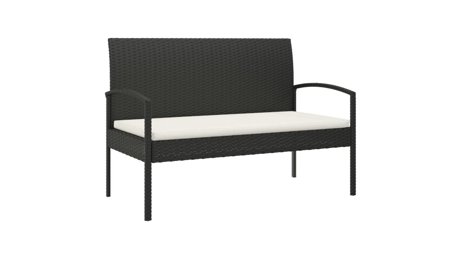 vidaXL 105cm Poly Rattan Garden Bench with Cushion