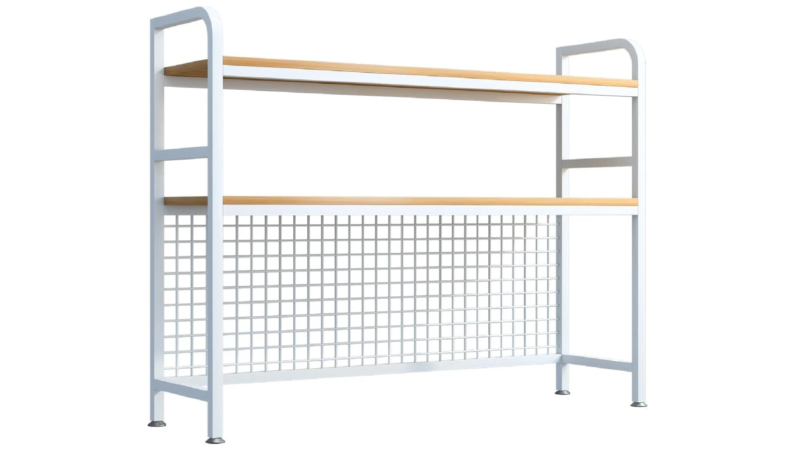 Carla Home 2-Tier Metal Desktop Hutch Bookshelf with Grid Panel