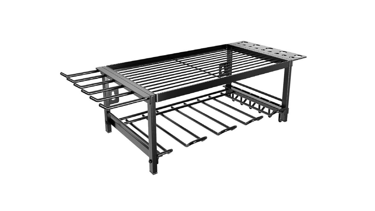 Carla Home 2-Tier Power Tool Rack Organizer with Drill Holder and Wrench Hook