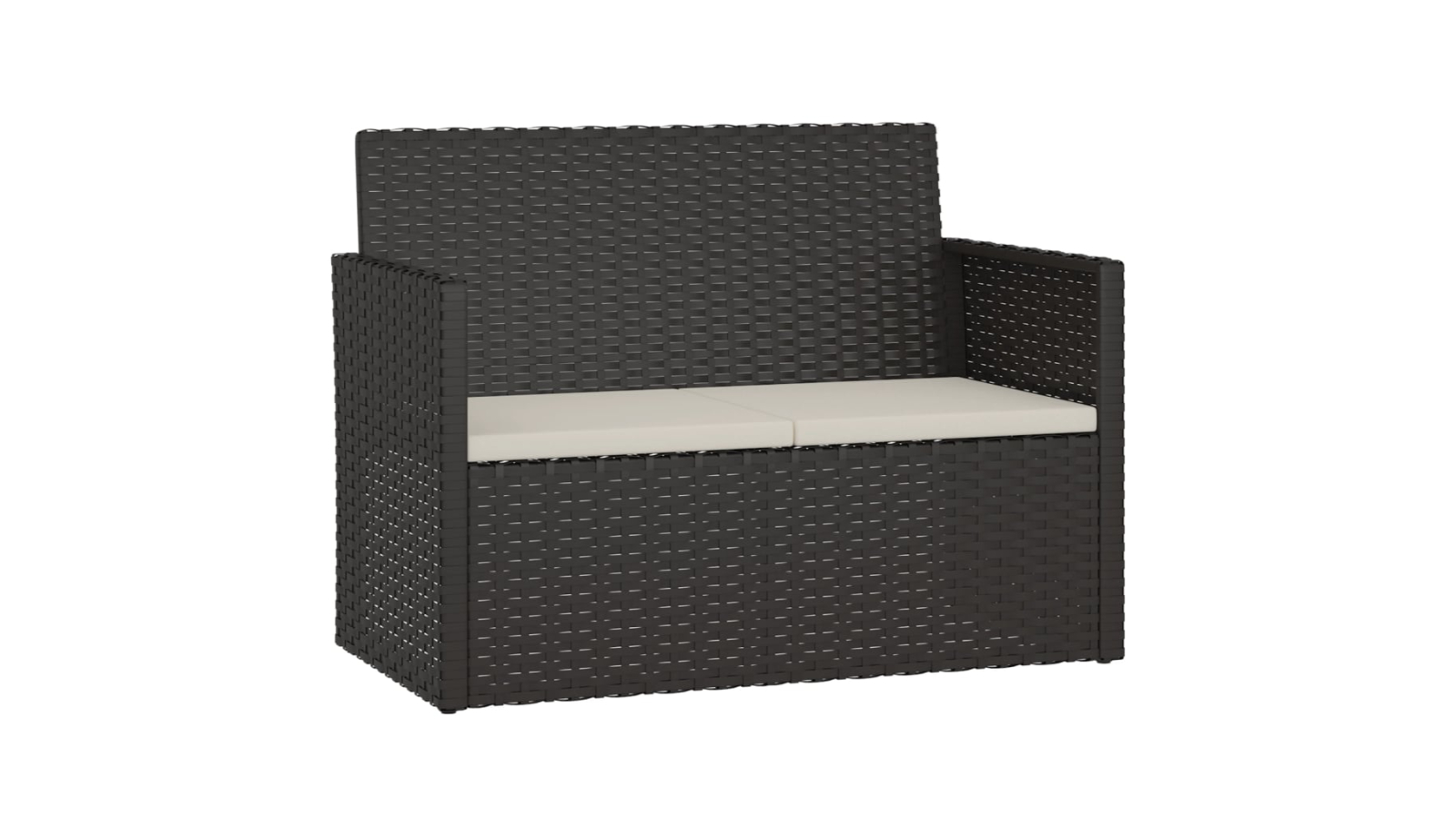 vidaXL Poly Rattan Garden Bench with Cushion - 105cm
