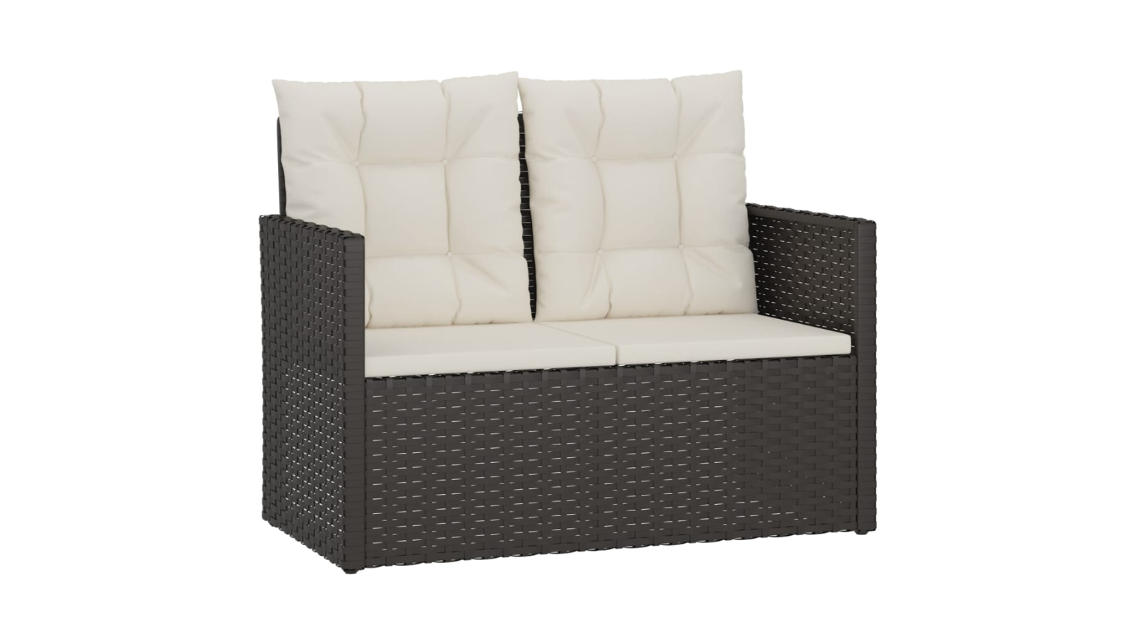 vidaXL 105cm Poly Rattan Black Garden Bench with Cushion