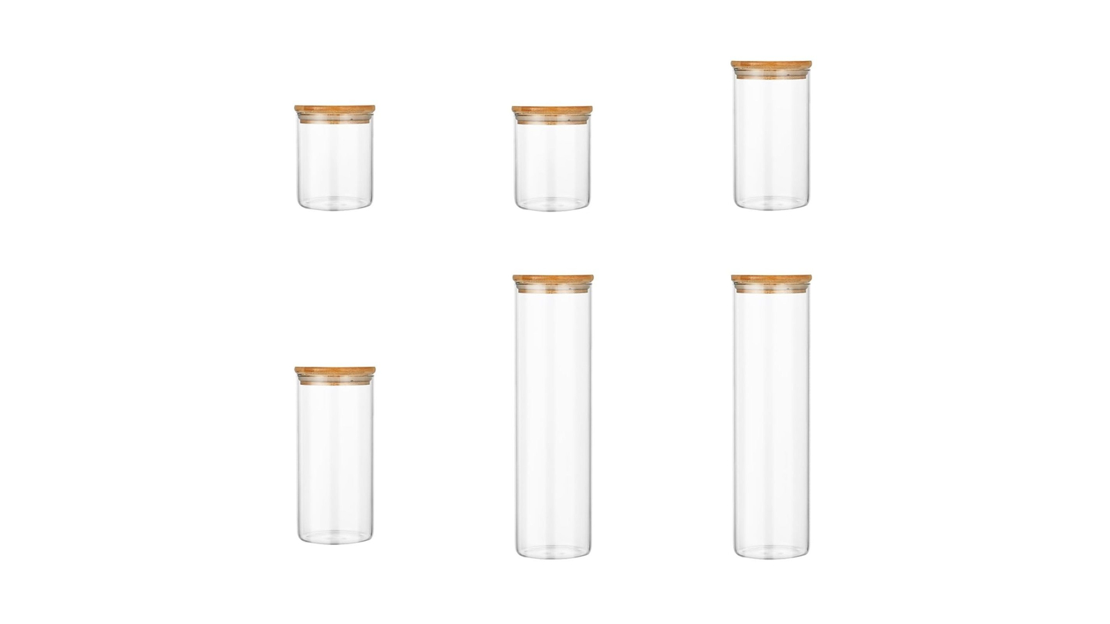 Carla Home Pack of 12 Glass Storage Jar with Bamboo Lid