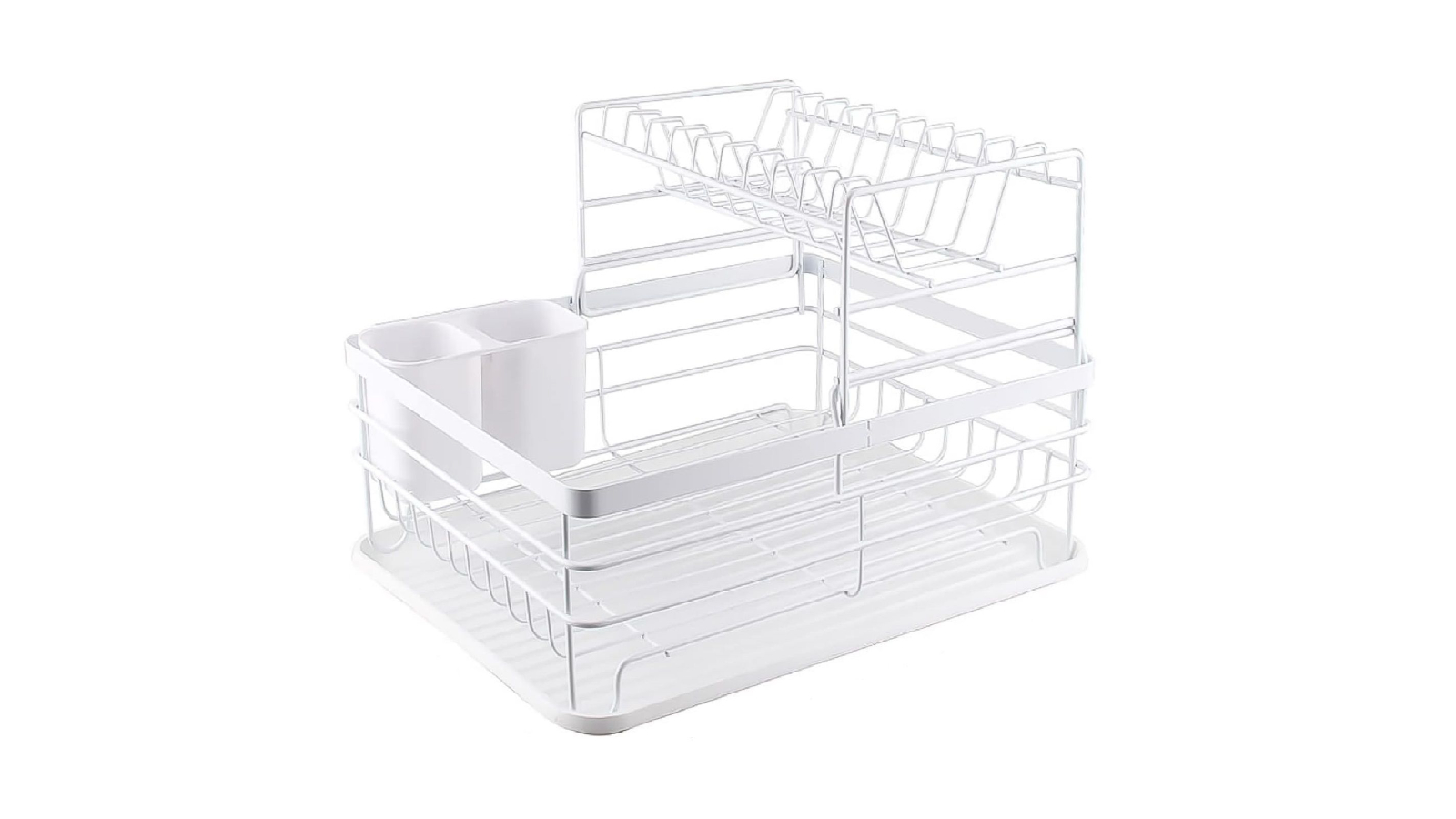 Carla Home 2-Tier Dish Drying Rack with Drip Tray Utensil Holder and Cutlery Organizer