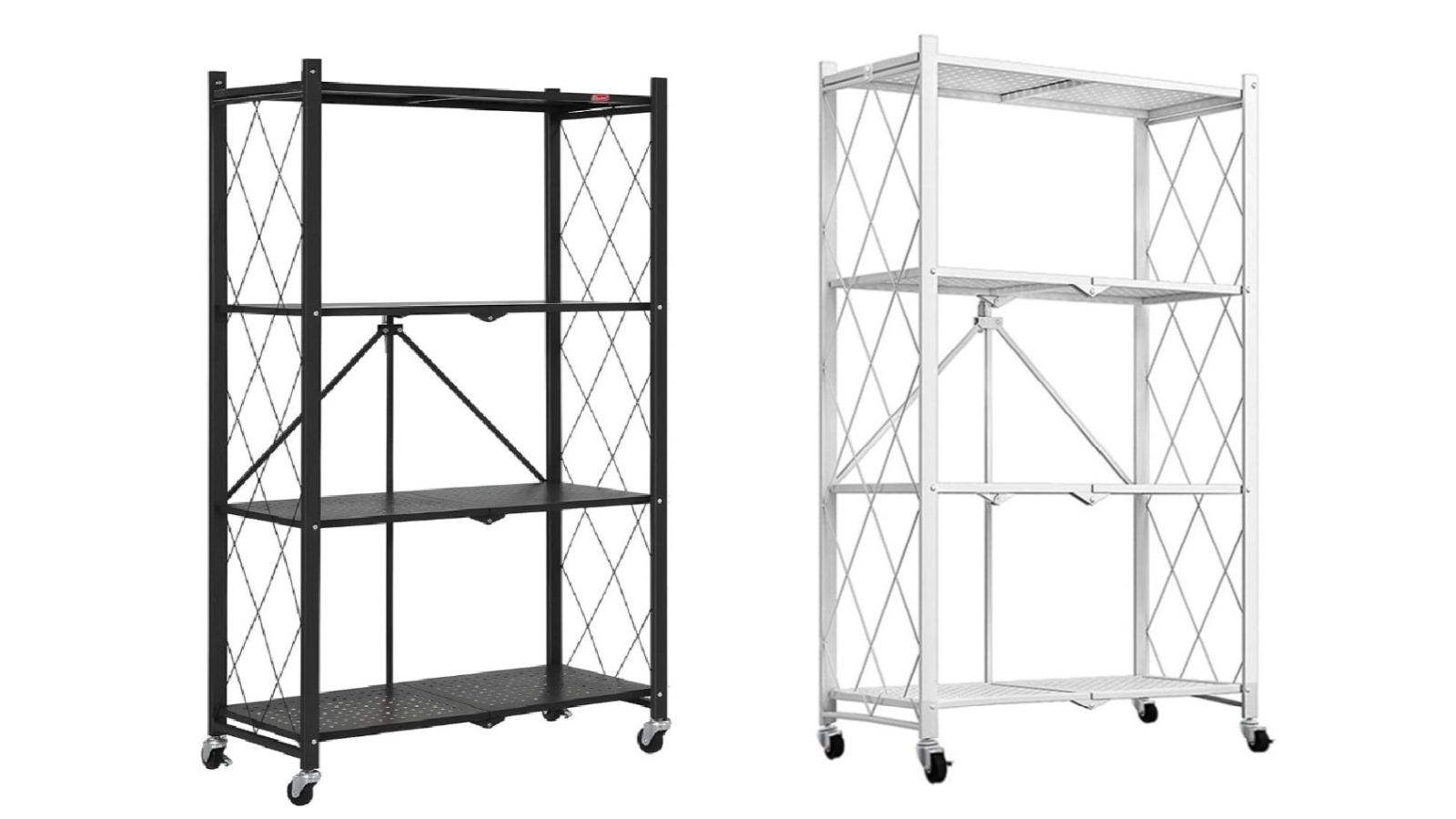 Carla Home 4-Tier Foldable Storage Shelf with Wheel for Kitchen
