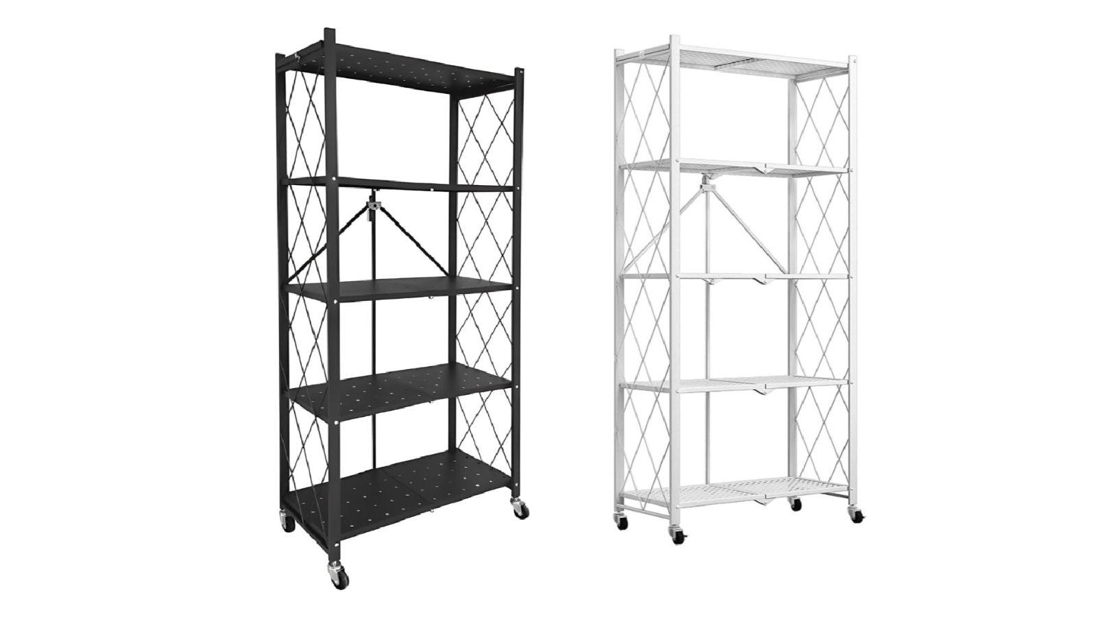 Carla Home 5-Tier Foldable Storage Shelf with Wheel for Kitchen