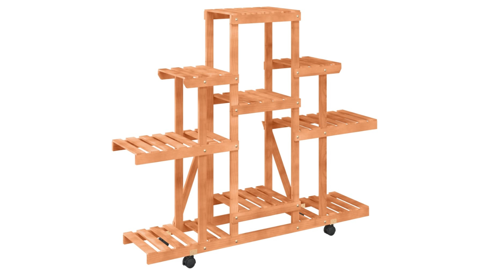 vidaXL Solid Wood Fir Flower Stand with Wheel - 110 x 25 x 101cm