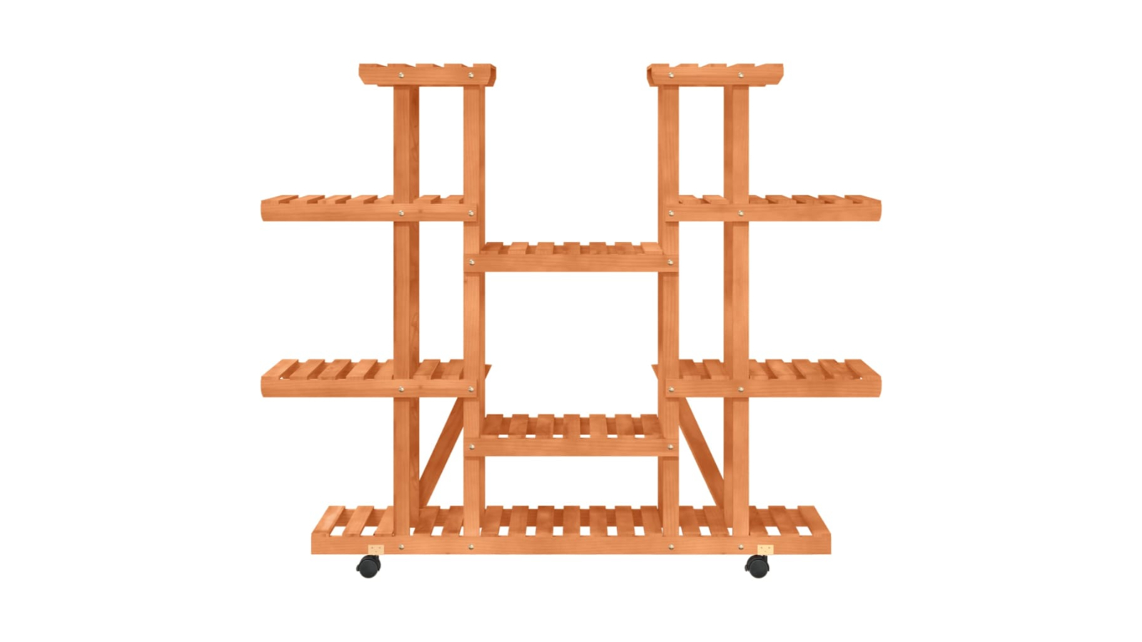 vidaXL Solid Wood Fir Flower Stand with Wheel - 110 x 25 x 115cm