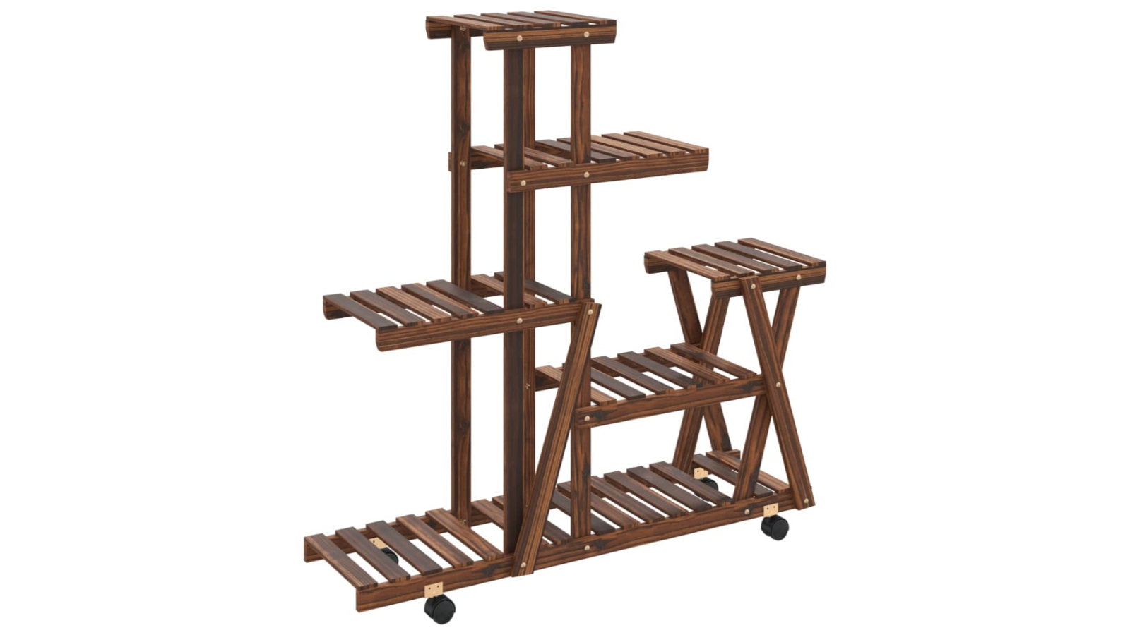 vidaXL Solid Wood Fir Flower Stand with Wheel - 95 x 25 x 101cm