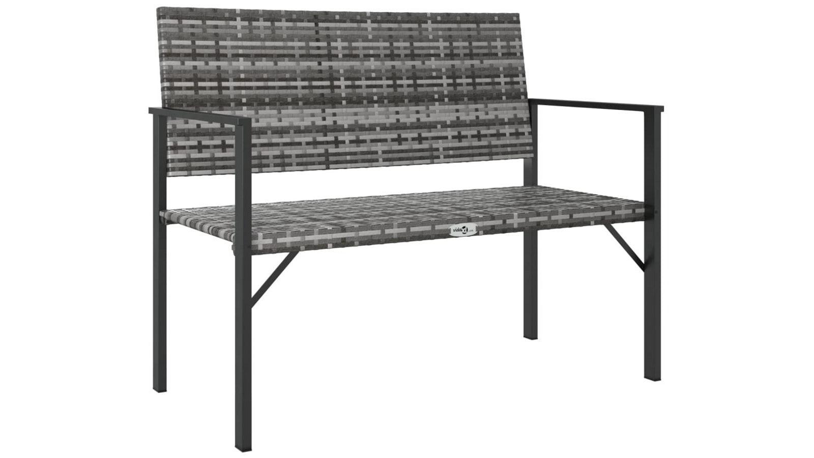 vidaXL 2-Seater Grey Poly Rattan Garden Bench