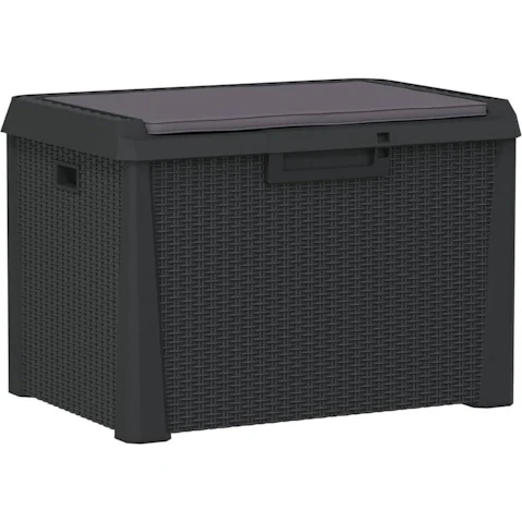 vidaXL 125L PP Garden Storage Box with Seat Cushion - Anthracite