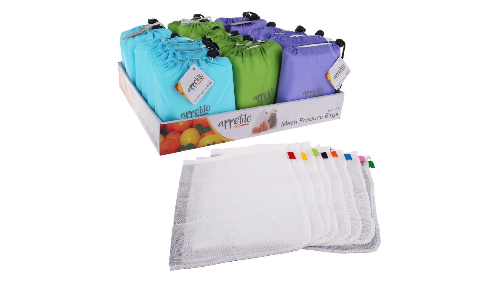 Appetito Set of 8 Reusable Produce Bags