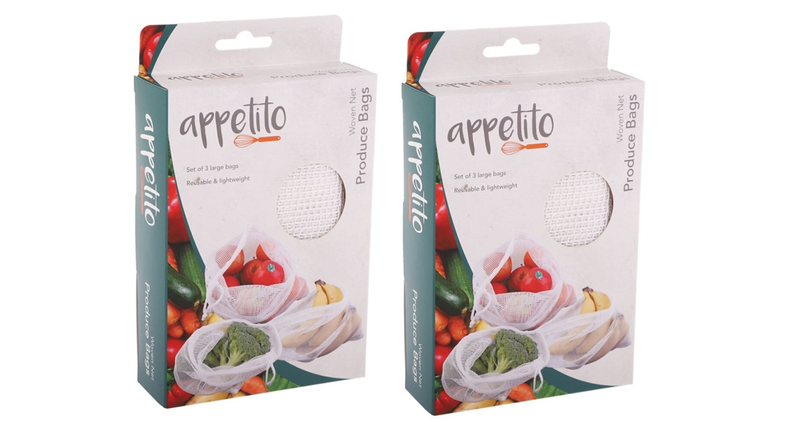 Appetito 3 Piece Large Woven Produce Bag - Set of 2