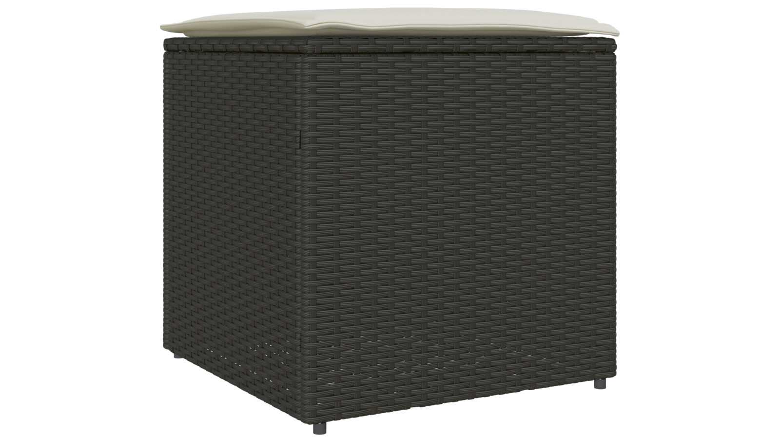 vidaXL 50 x 50 x 50cm Poly Rattan Cushion Box - Black 