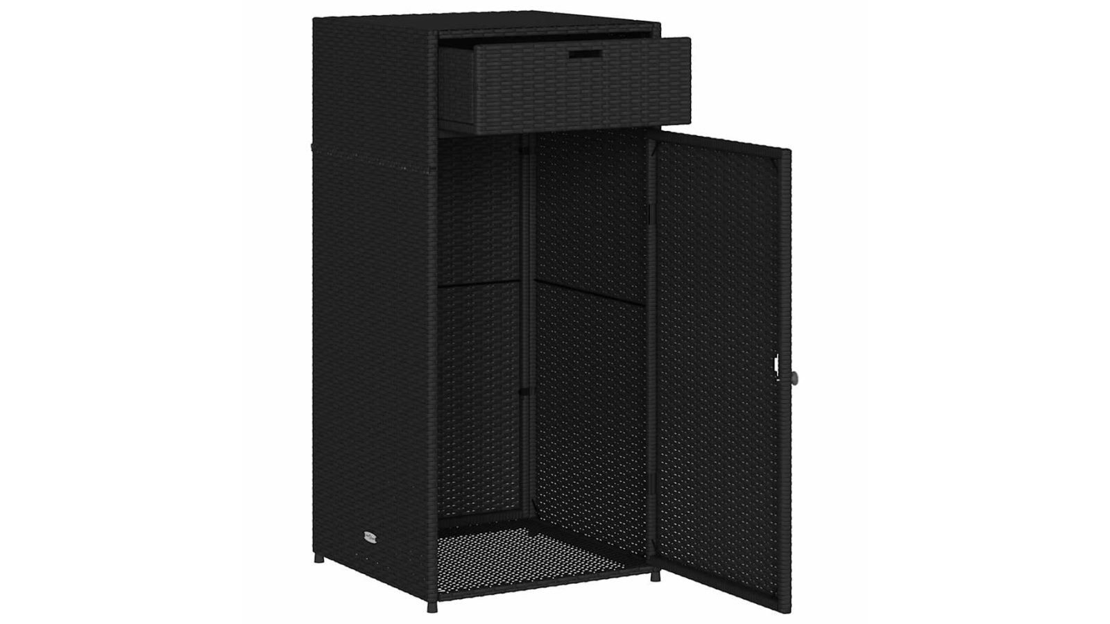vidaXL 55 x 55 x 111cm Poly Rattan Garden Storage Cabinet - Black