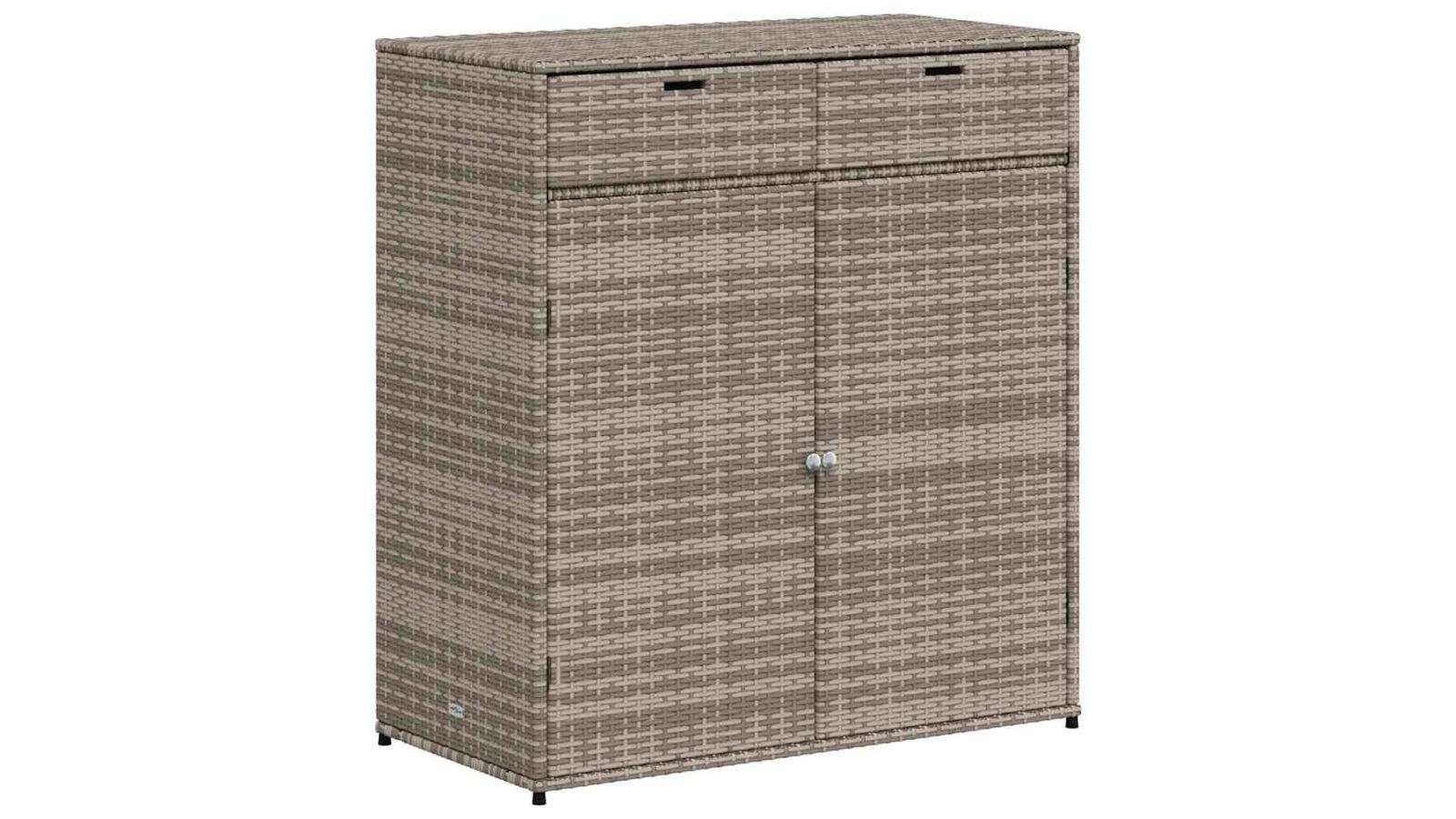 vidaXL 105 x 55 x 113cm Poly Rattan Garden Storage Cabinet - Grey