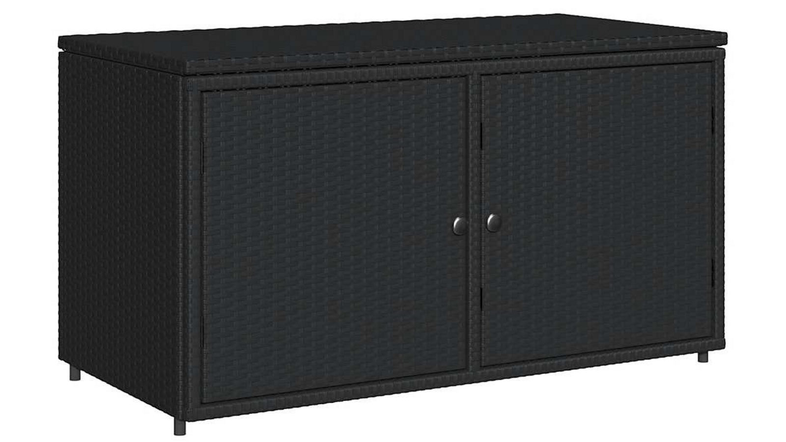 vidaXL 110 x 55 x 60.5cm Poly Rattan Garden Storage Cabinet - Black