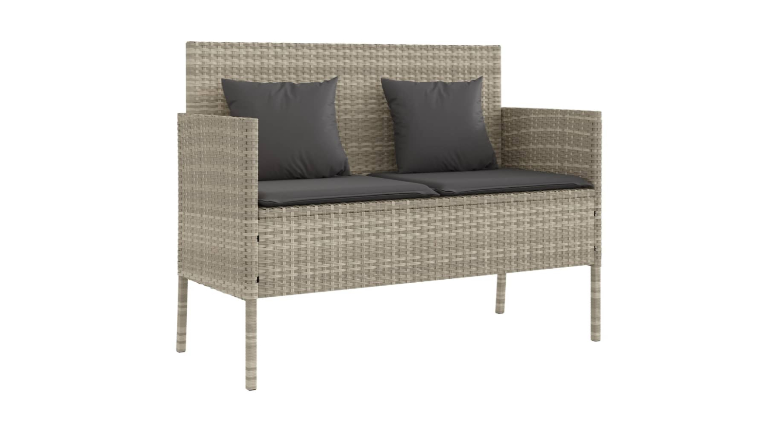 vidaXL Light Grey Poly Rattan Garden Bench with Cushion