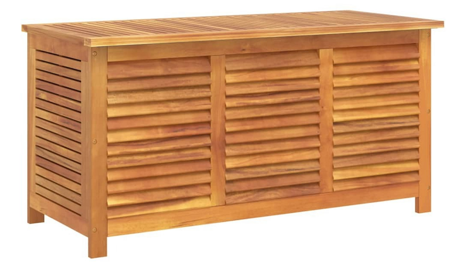 vidaXL 113 x 50 x 56cm Solid Wood Acacia Garden Storage Box with Louver