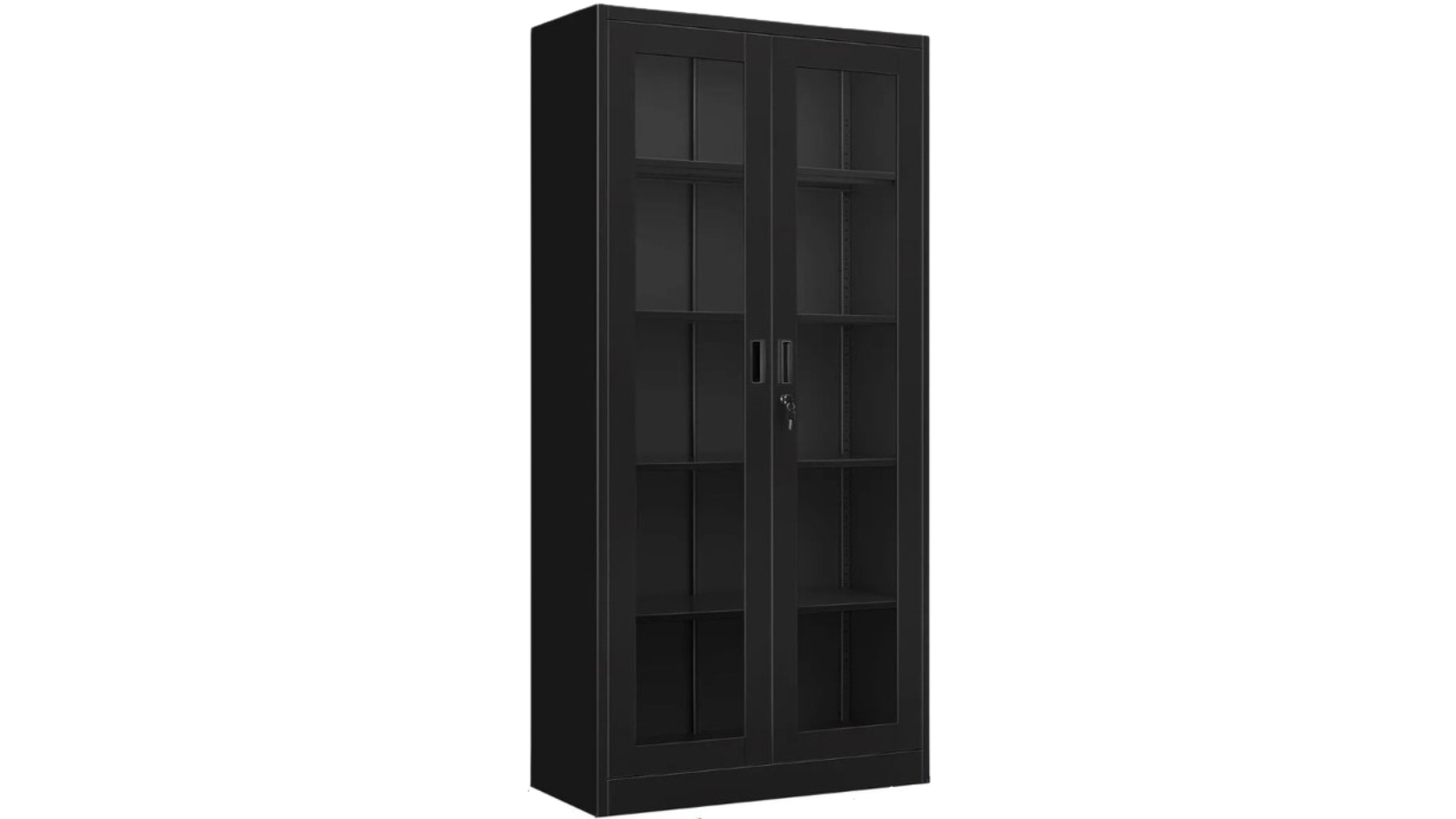 Crazy Sales Steel Lockable Office Cabinet with Glass Door - Black