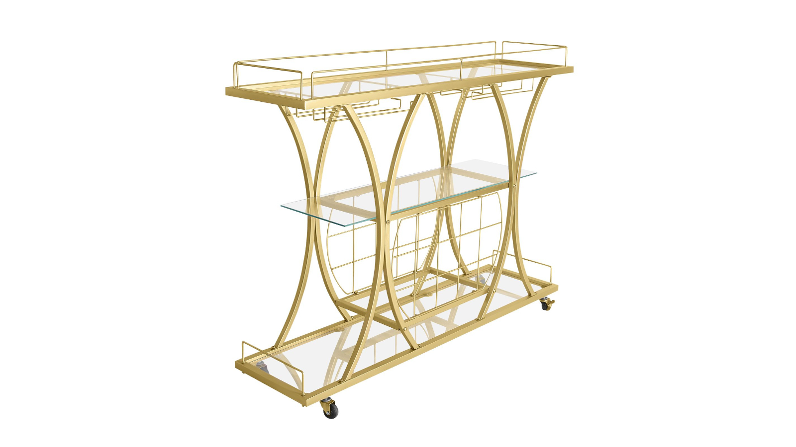 Crazy Sales Gold Serving Shelves Bar Trolley Cart
