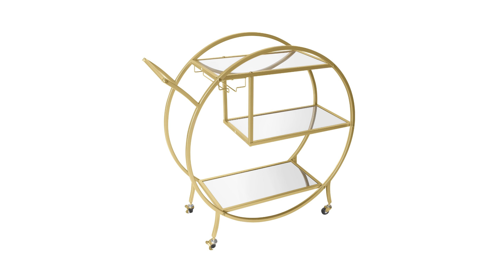 Crazy Sales Gold Metal Frame Serving Shelves Bar Trolley Cart