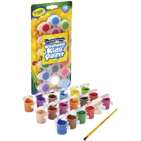 Crayola 18 Colours Washable Kids Paint Set + Brush