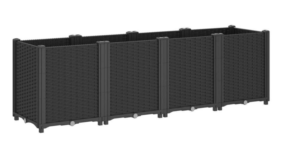 vidaXL Black PP Garden Planter - 160 x 40 x 53cm