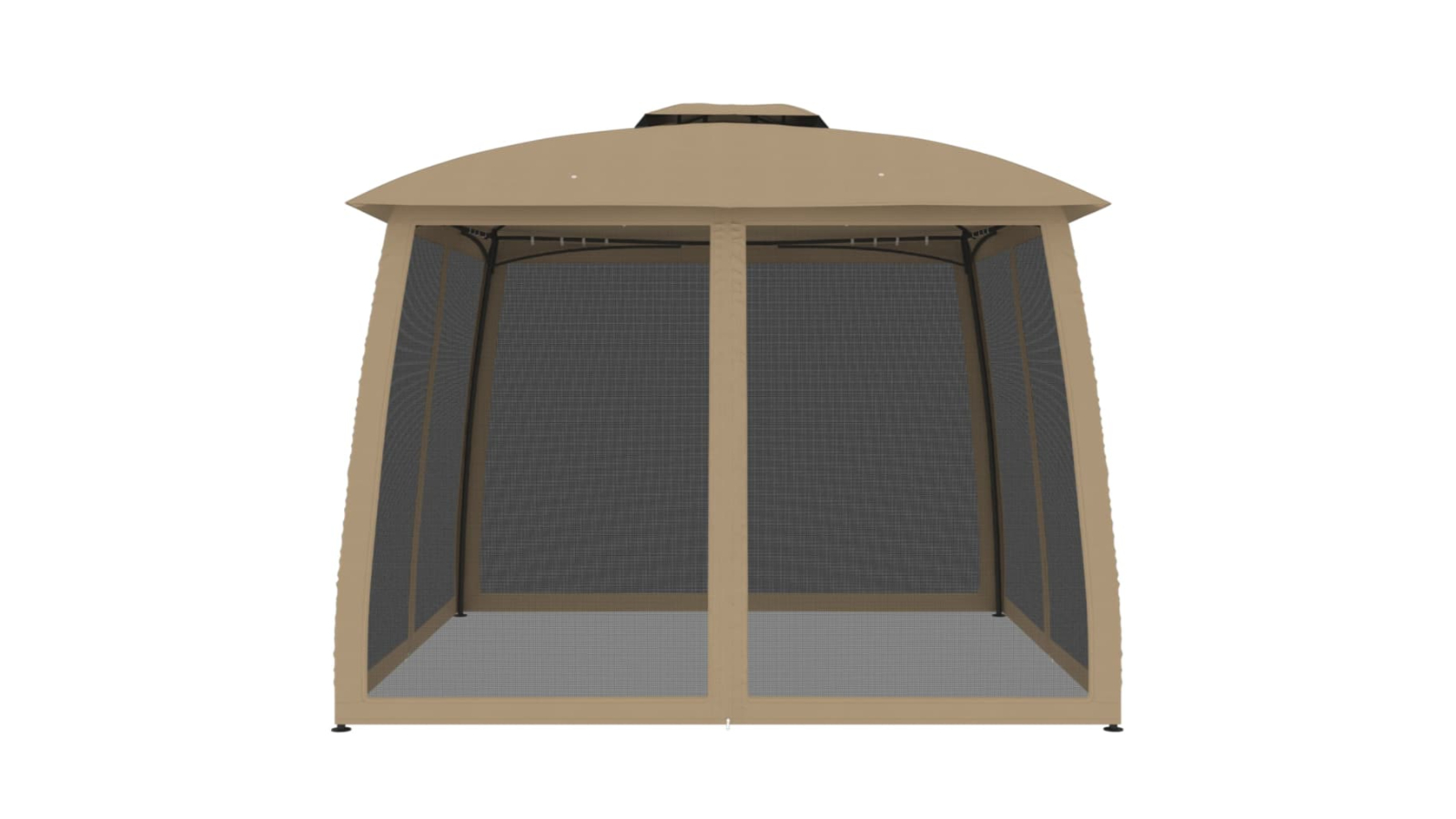 vidaXL Steel 2.93 x 2.93metre Gazebo with Double Roof and Mesh Wall - Taupe