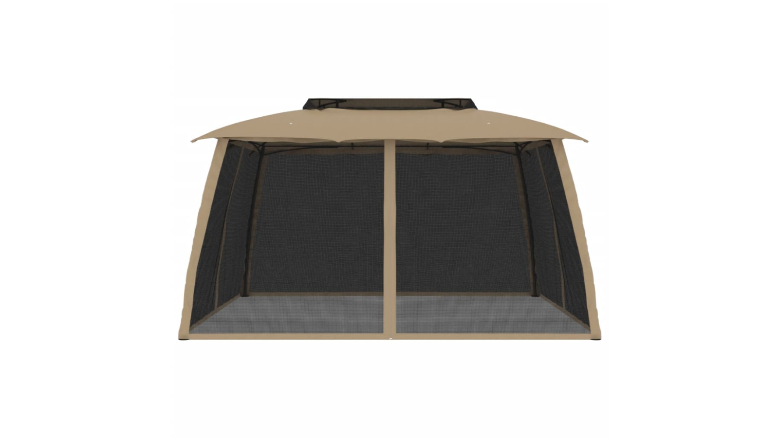 vidaXL Steel 3.93 x 2.93metre Gazebo with Double Roof and Mesh Wall - Taupe