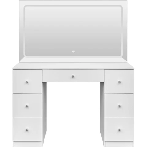 Maxkon White X-Large Vanity Makeup Table Desk with 3-Lighting Colour Mirror