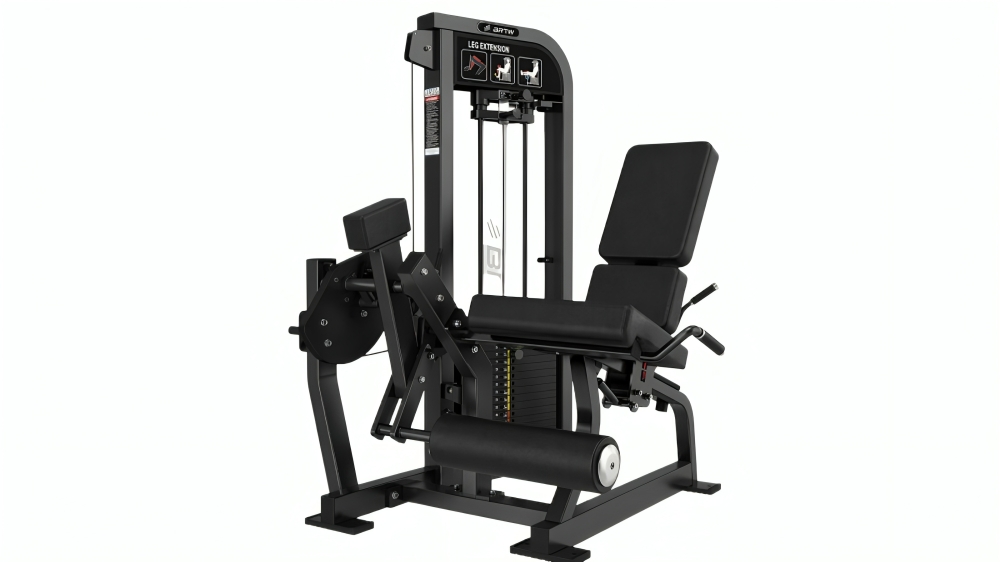 Fitness Hero HS-X Series Matte Black Frame Reload Leg Extension Pin Loaded Machine with Black B3 Seat