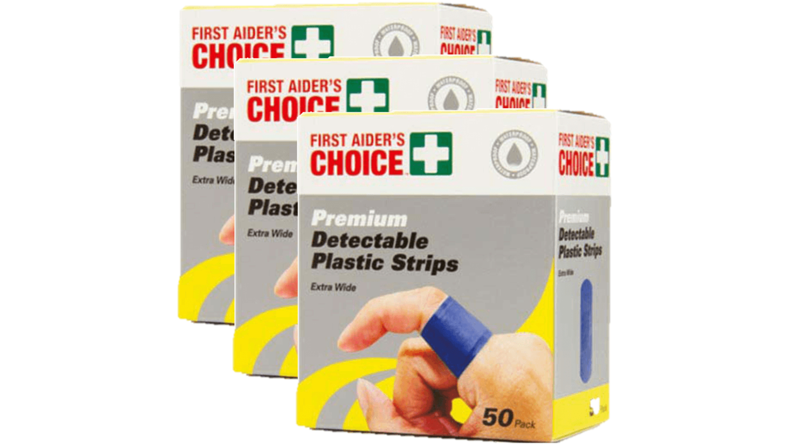First Aiders Choice 50 Piece Blue Detect Plastic Strip - Box of 3