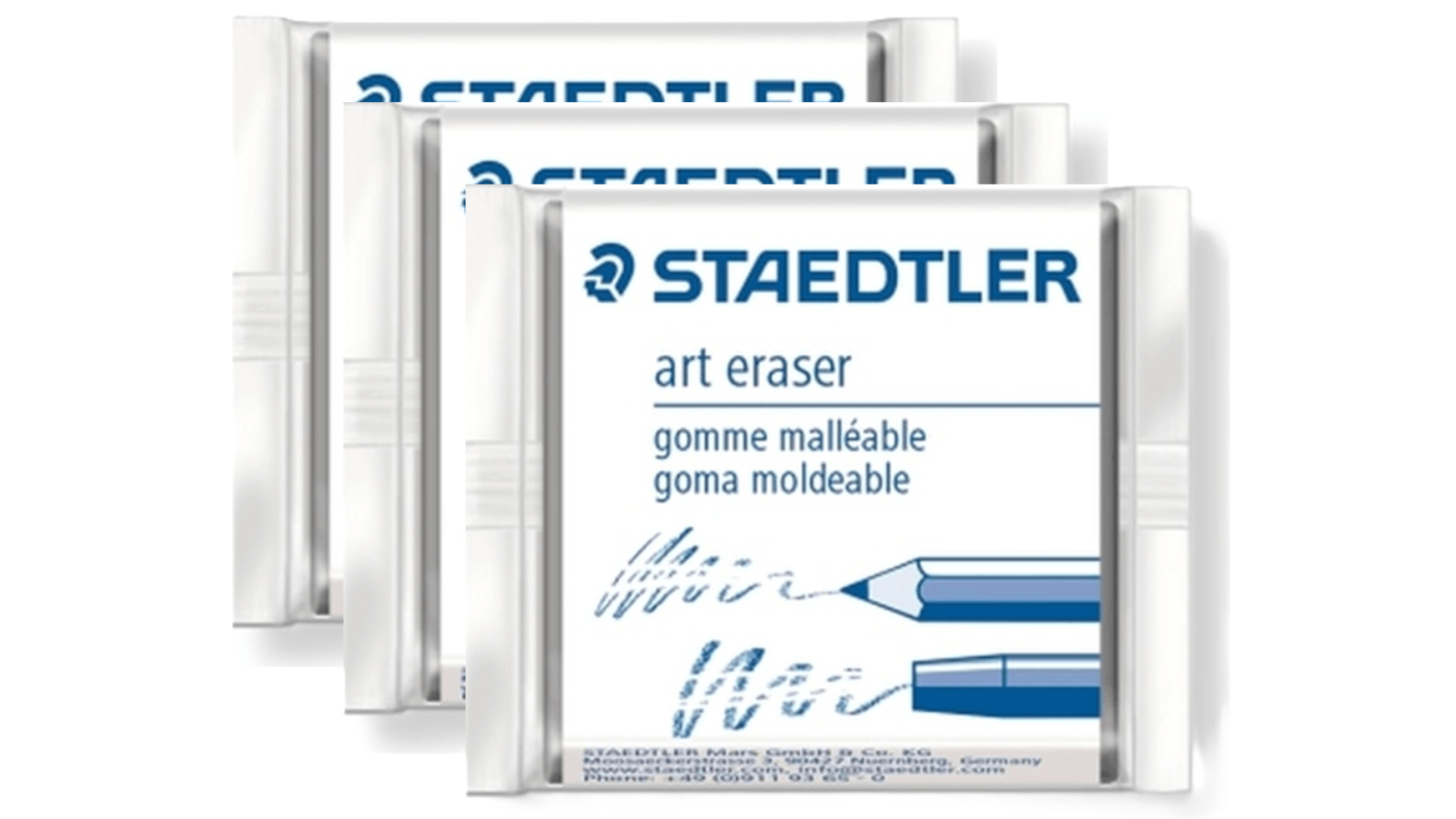 Staedtler 3 Piece Large Kneadable Art Eraser