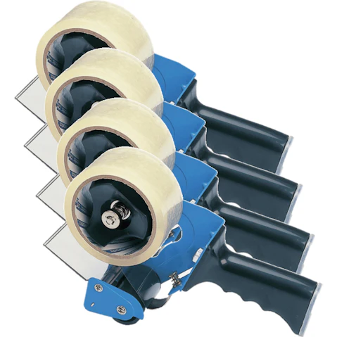 Marbig Pack of 4 Packaging Tape Dispenser - Blue/Black