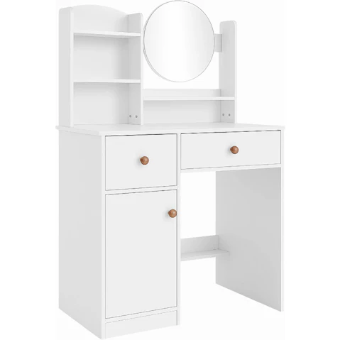 Crazy Sales White 2-Drawer Dressing Table Cabinet with Mirror