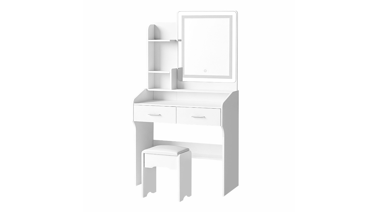 Crazy Sales 2-Storage PU Leather Modern White Drawer Desk Set 
