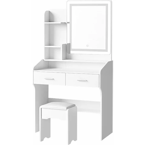 Crazy Sales 2-Storage PU Leather Modern White Drawer Desk Set