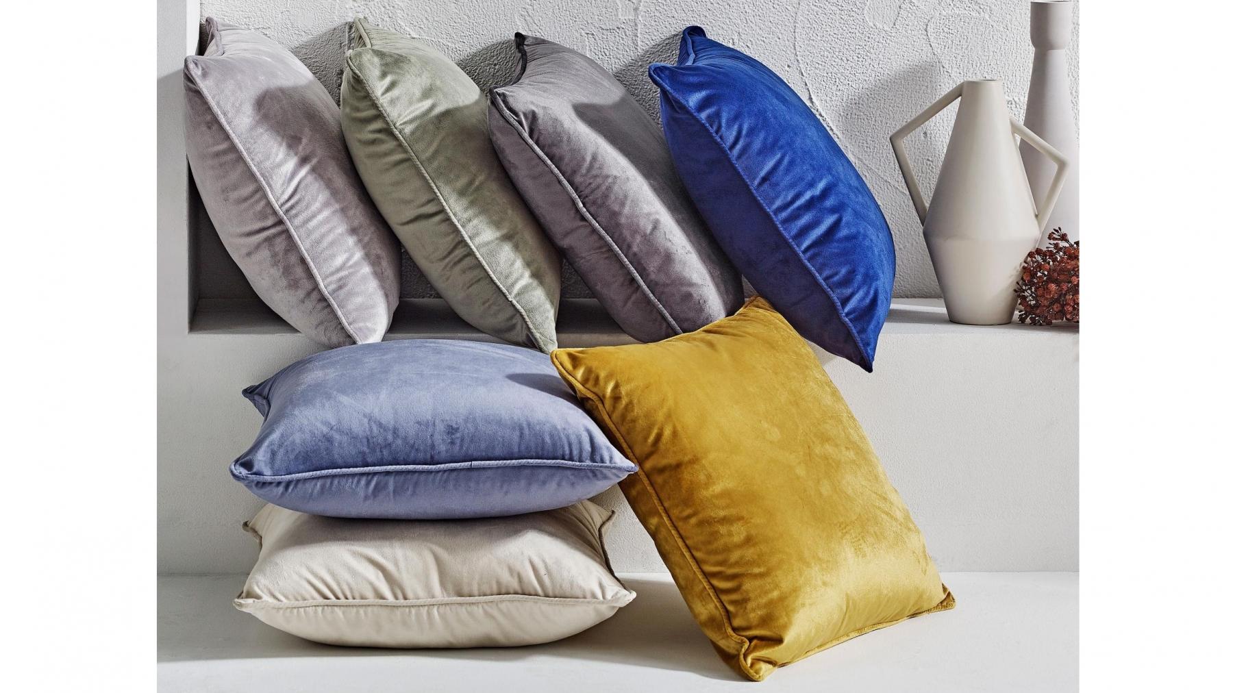 L'Avenue Velvet Dusty Blue Cushion Harvey Norman