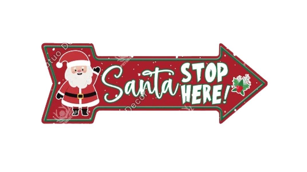 NNEOBA Putuo Decor Happy Christmas Vintage Metal Tin Arrow Sign