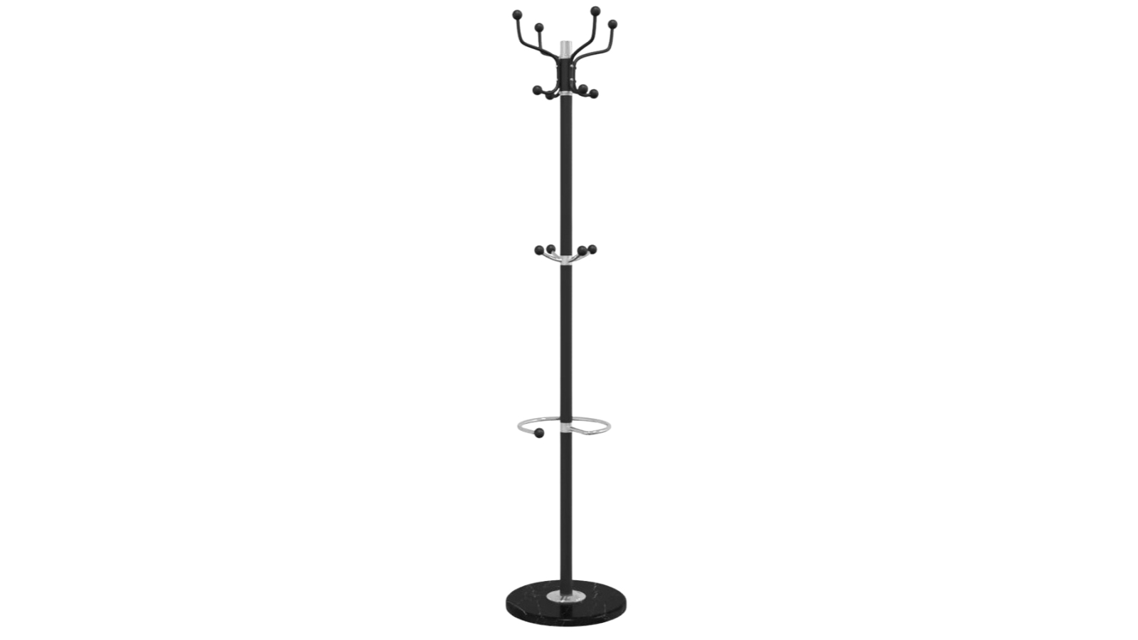 vidaXL Black Powder-Coated Iron Stand with Umbrella Holder - 180cm