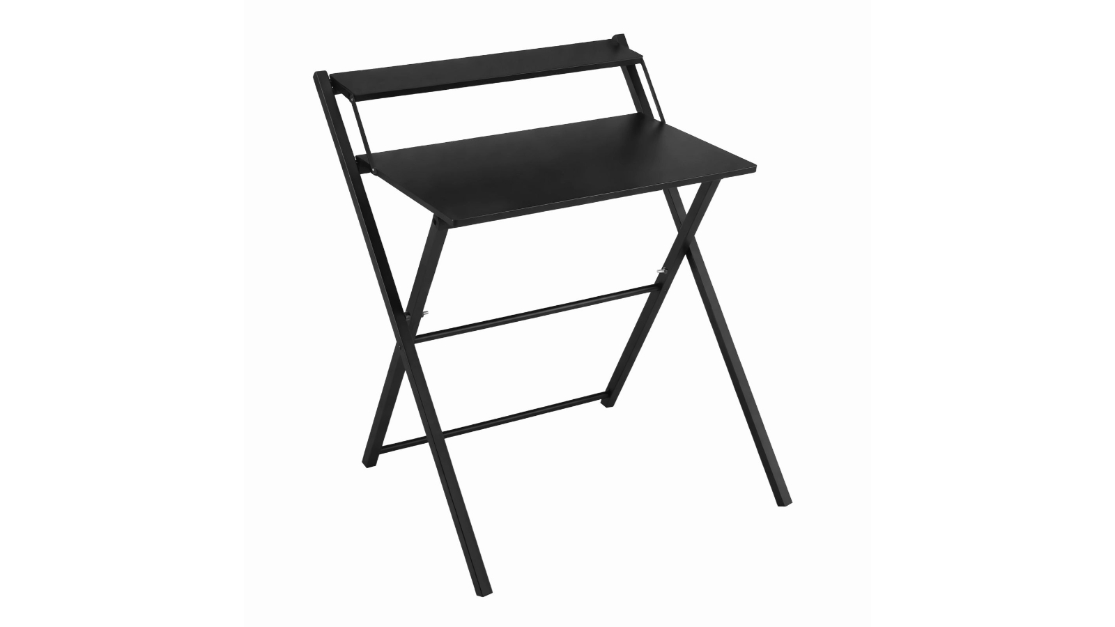 2-Tier Black Folding Computer/Laptop Storage Desk - 70 x 79.5cm
