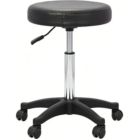 Adjustable Rolling Salon Bar Stool - Black