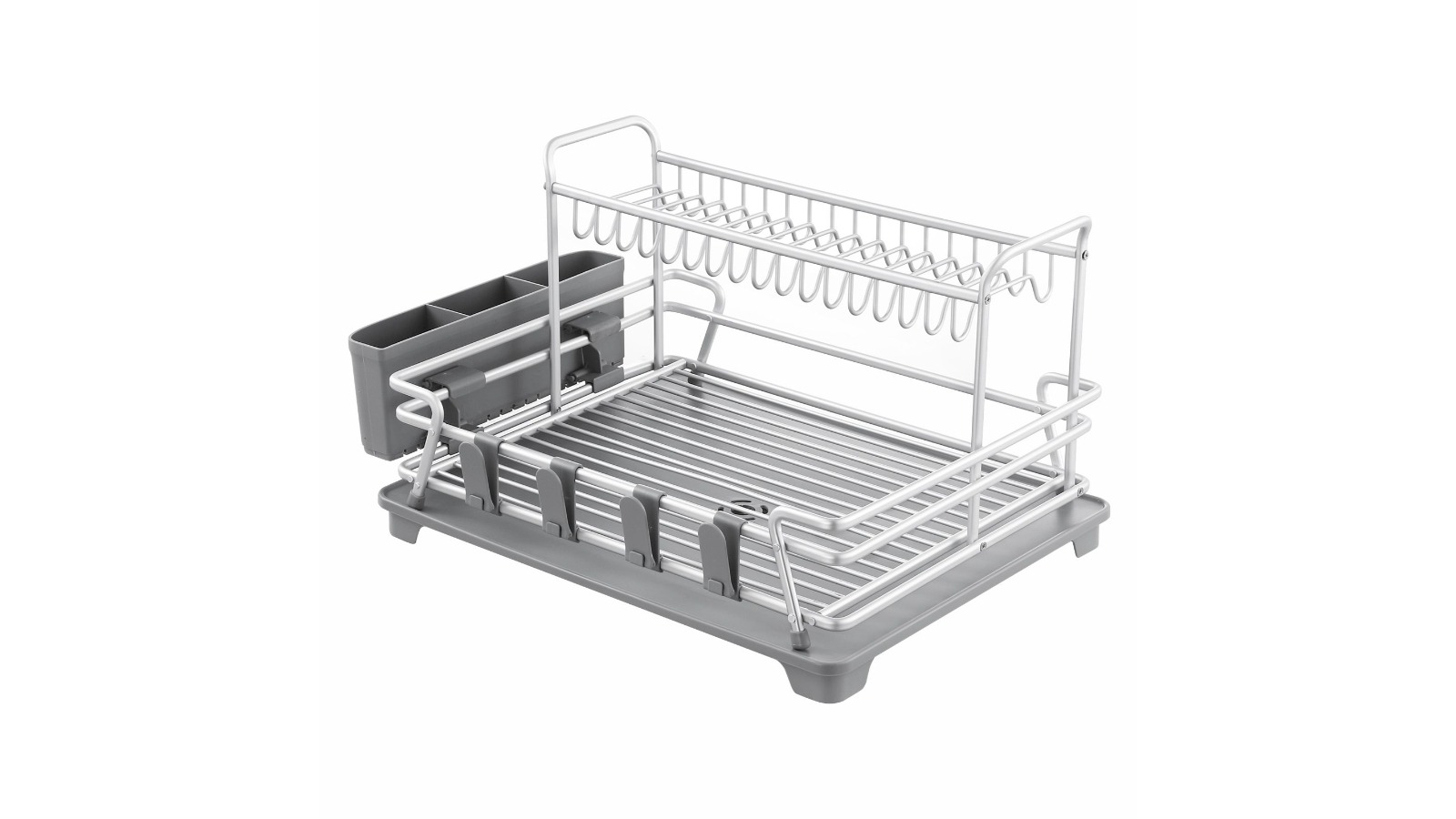 2-Tier Kitchen Dish Drainer Rack with Tray