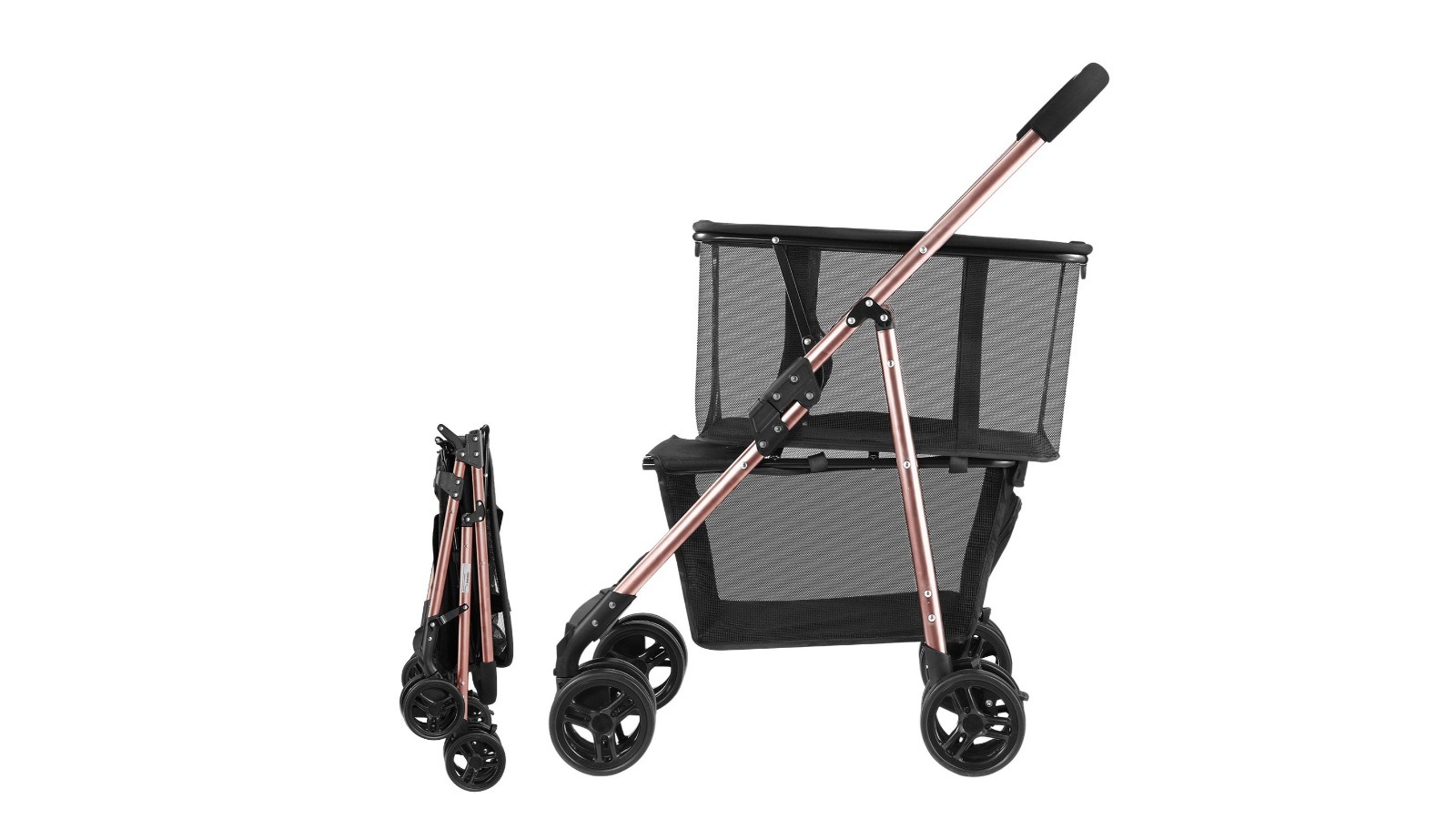Portable Folding Shopping Trolley Cart with Detachable Basket