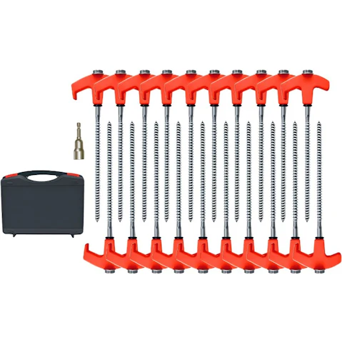 20 Piece Heavy-Duty Steel Tent Pegs for Hard Soil Camping Gazebo with Carry Case