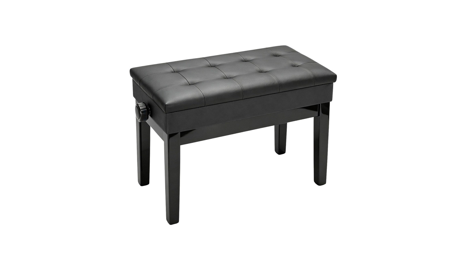 Melodic Large Adjustable Piano Bench Stool - Black